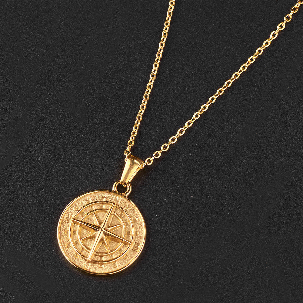 Planderful Stainless Steel Compass Necklace For Hip Hop Fans Bold Statement Jewelry Everyday Genie