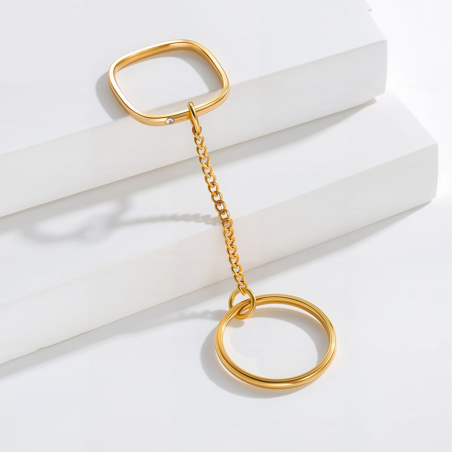 Planderful Gold Plated Fringed Chain Ring For Women