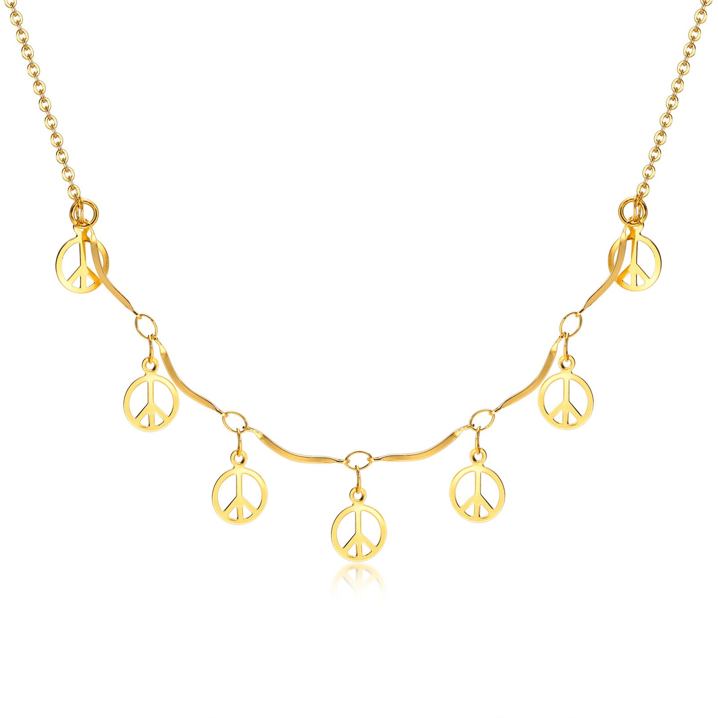 Titanium Steel Necklace Gold Peace Mark Accessories Jewelry