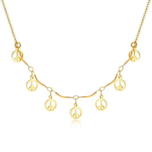 Titanium Steel Necklace Gold Peace Mark Accessories Jewelry