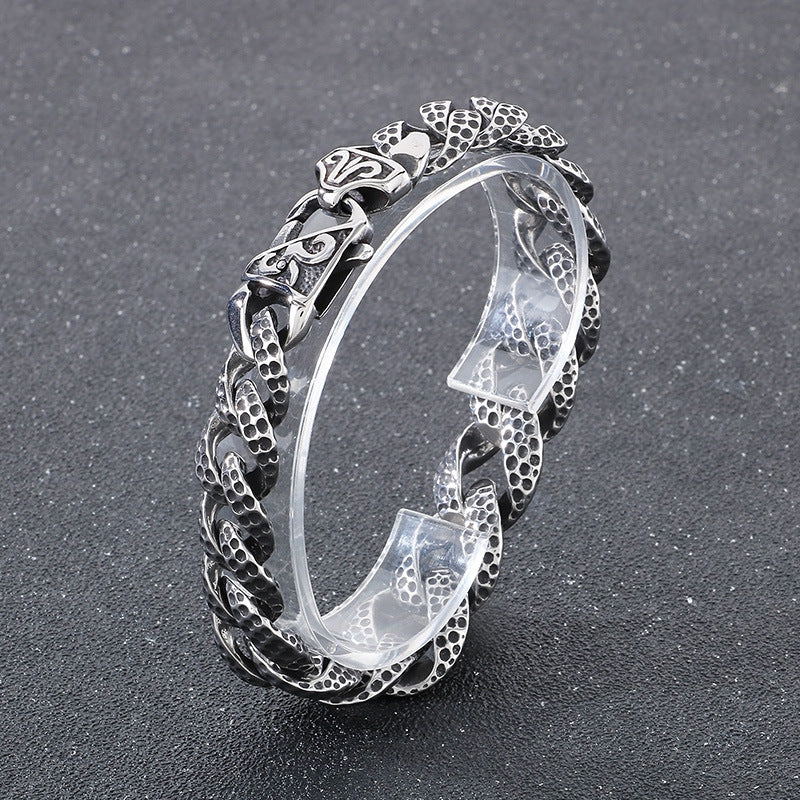 Planderful Mens Stainless Steel Cuban Chain Bracelet Beating