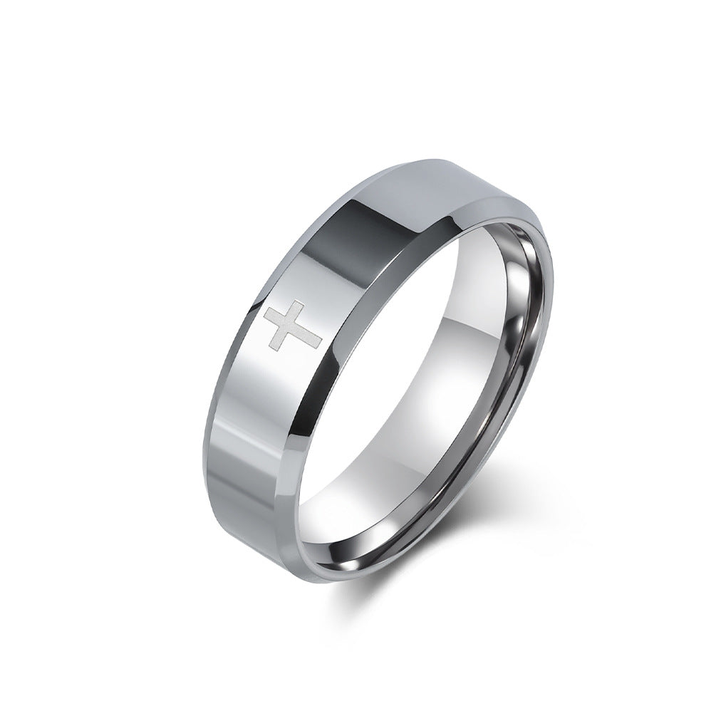 Planderful Laser Cross Tungsten Ring For Men And Women Couple Wedding Band Premium