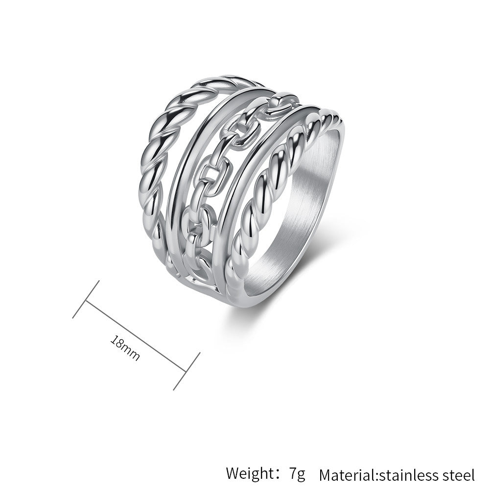 Planderful Titanium Steel Multi Strand Braided Ring For Men Unisex Index Finger Luxury