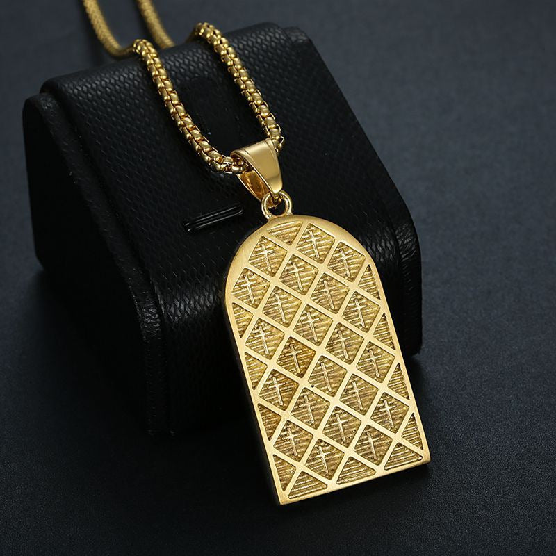 Planderful Hip Hop Jewelry Madonna Portrait Necklace Unisex Gold Plated Stainless Steel Zircon Pendant