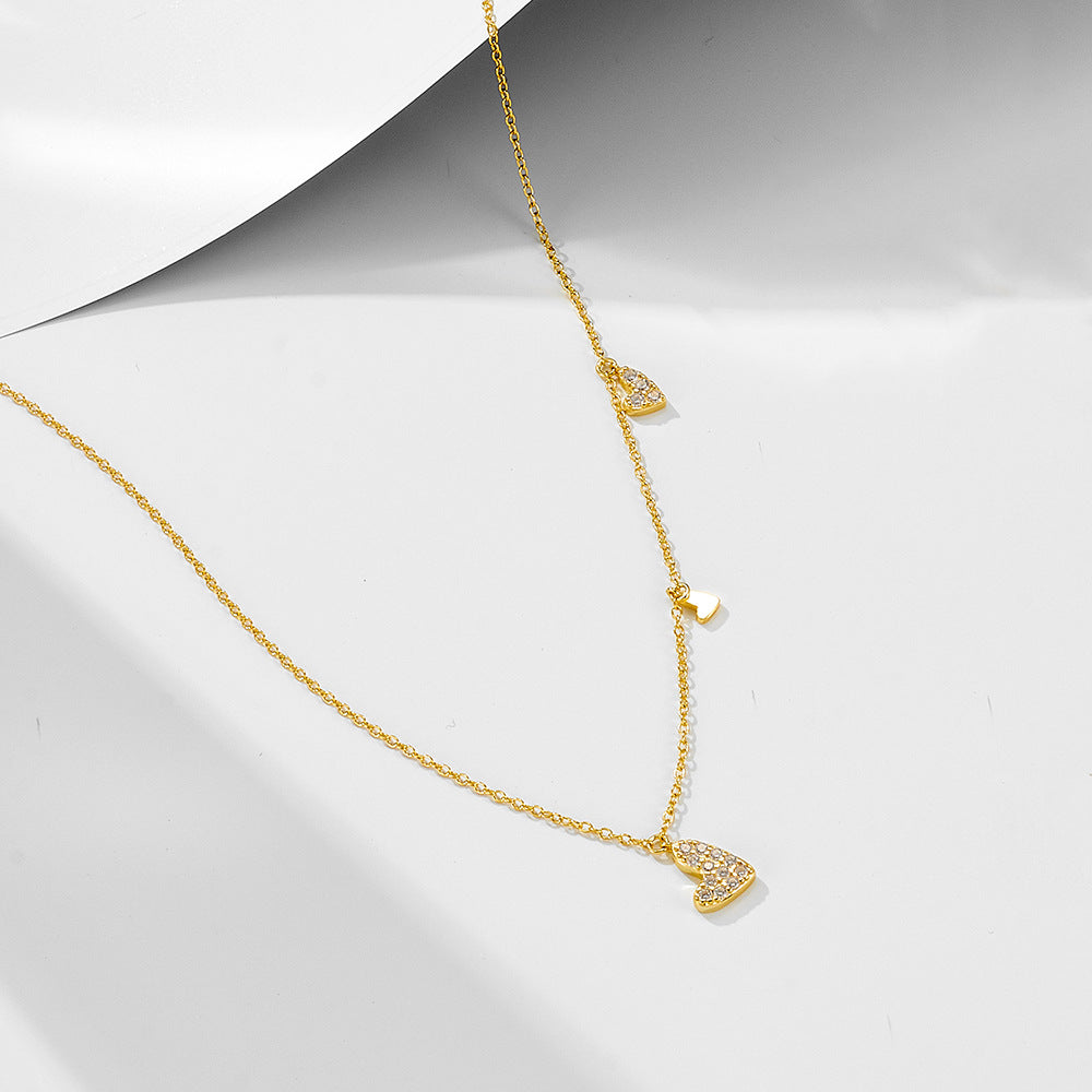 Small Fresh Love Sterling Silver Necklace Heart-Shaped Pendant