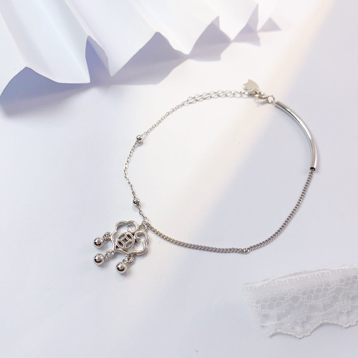 Minimalist Ruyi 925 Sterling Silver Bracelet
