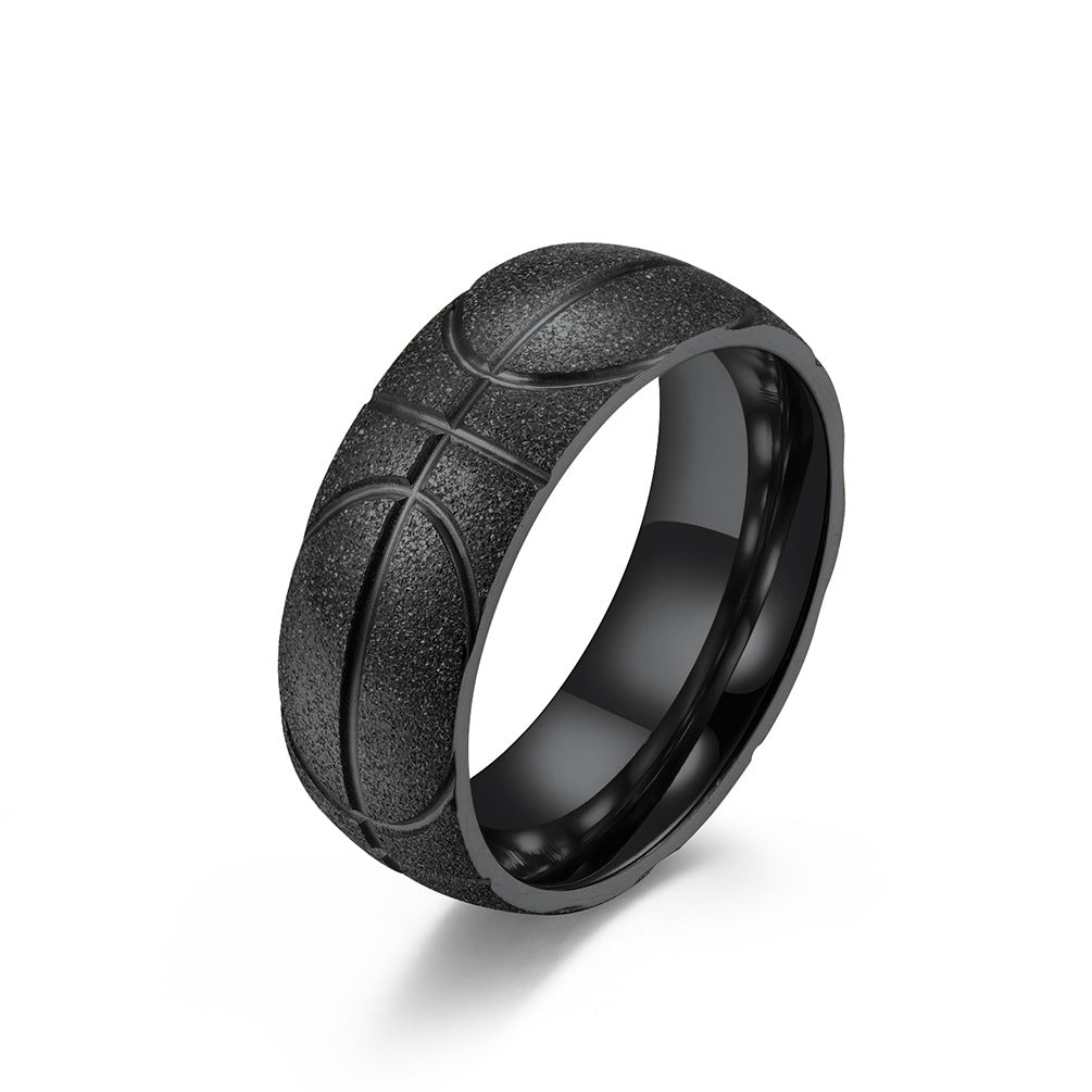 Planderful Engraved Hip Hop Basketball Ring Matte Titanium Steel Plated Gold Personalized For Men And Women
