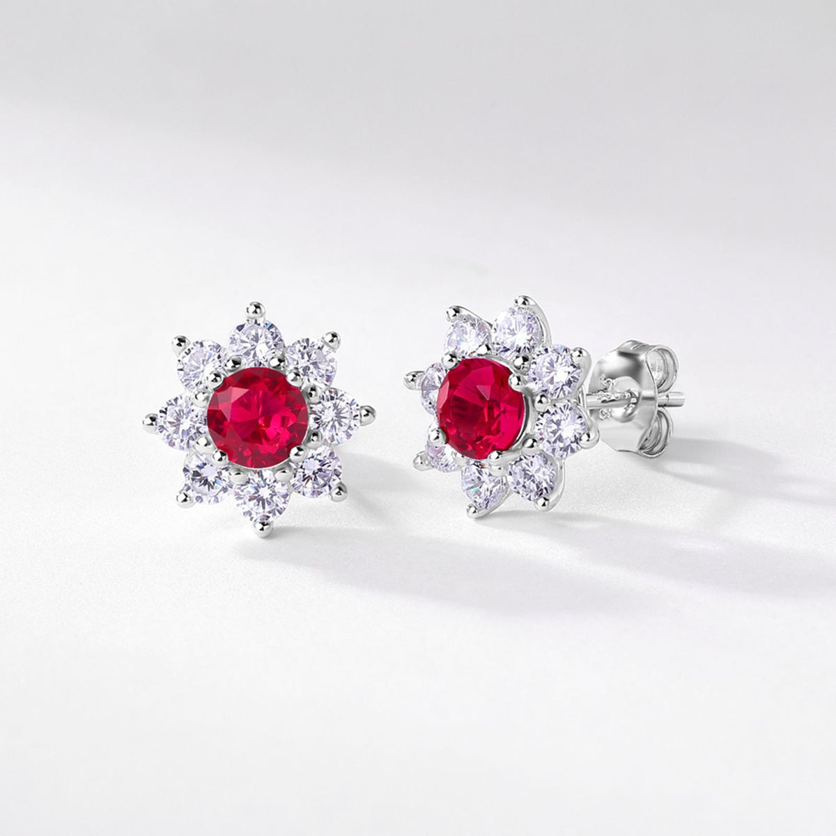 S925 Sterling Silver Lab-Grown Gemstone Sunflower Stud Earrings