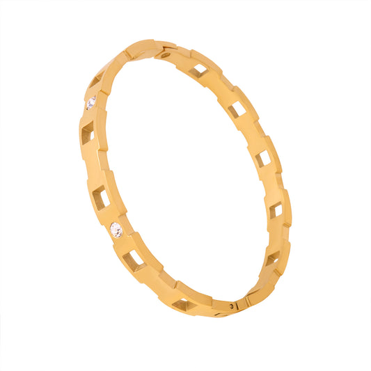 Planderful Zircon Gold Plated Titanium Bracelet For Women