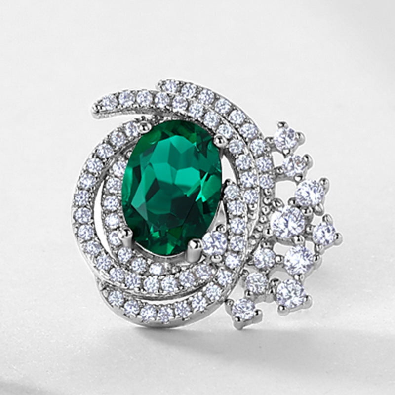 S925 Sterling Silver Lab-Grown Emerald Signature Stud Earrings