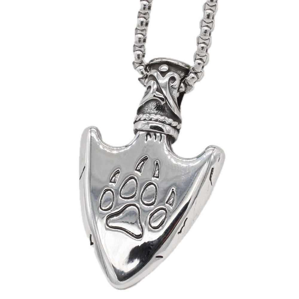 Planderful Norse Legacy – European and American Retro Direwolf Shield Viking Men's Titanium Steel Pendant