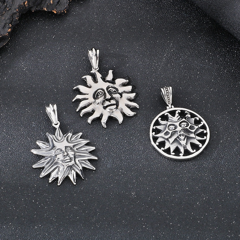 Planderful Sun God Pendant Stainless Steel Men Necklace