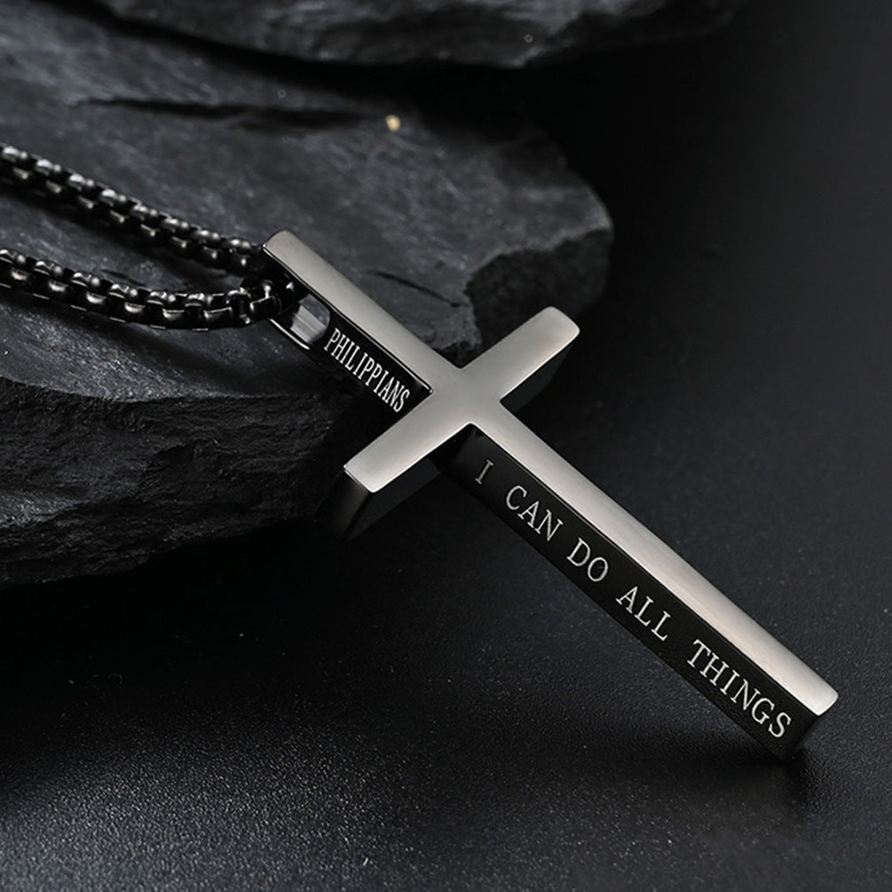 Titanium Steel Simple Cross Necklace Unisex Pendant Chain
