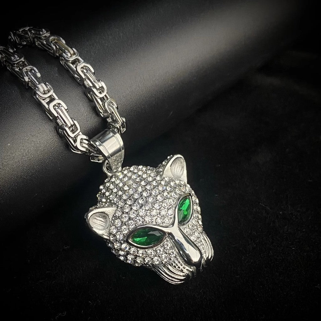 Planderful Jewelry Leopard Pendant Steel Necklace For Hip Hop Style Trendsetter For Everyday Wear And Street Fashion