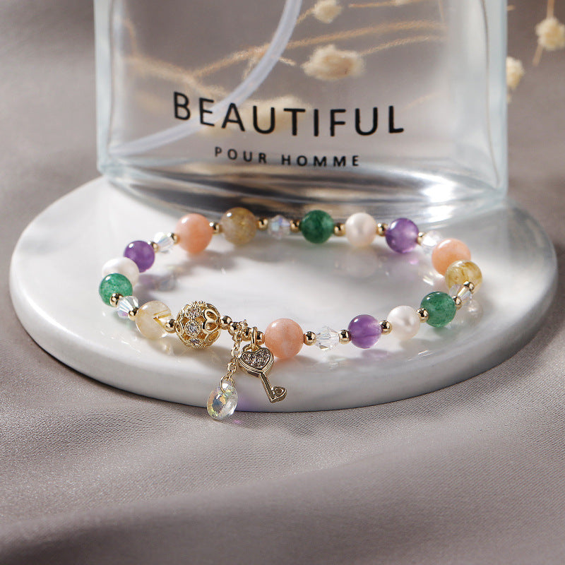 Vibrant Crystal Bracelet with Sterling Silver and Lavender Amethyst