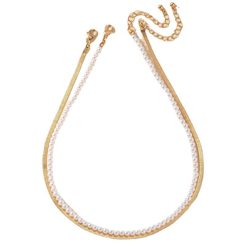 Pearl Clavicle Chain Necklace Set - Vienna Verve Collection
