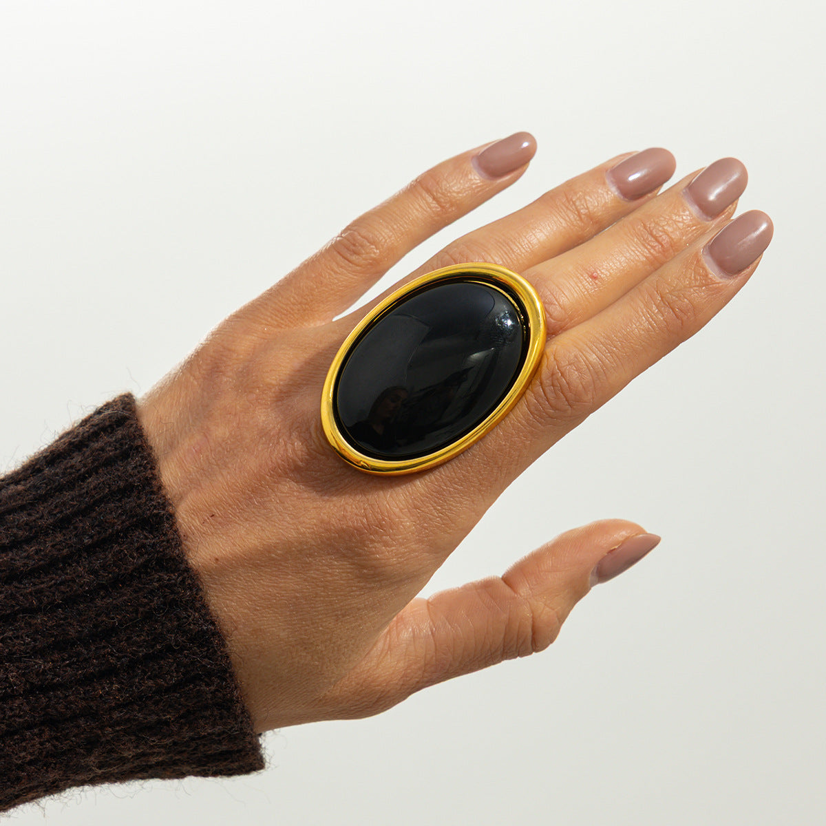 Oval Resin Gemstone Statement Ring By Planderful Vienna Verve For Women Vintage Geometric Opening Jewelry