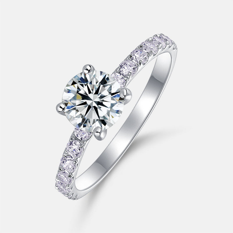Planderful Four-Prong Moissanite Sterling Silver Ring – 6.5 × 6.5 mm, 1 ct – Style 1