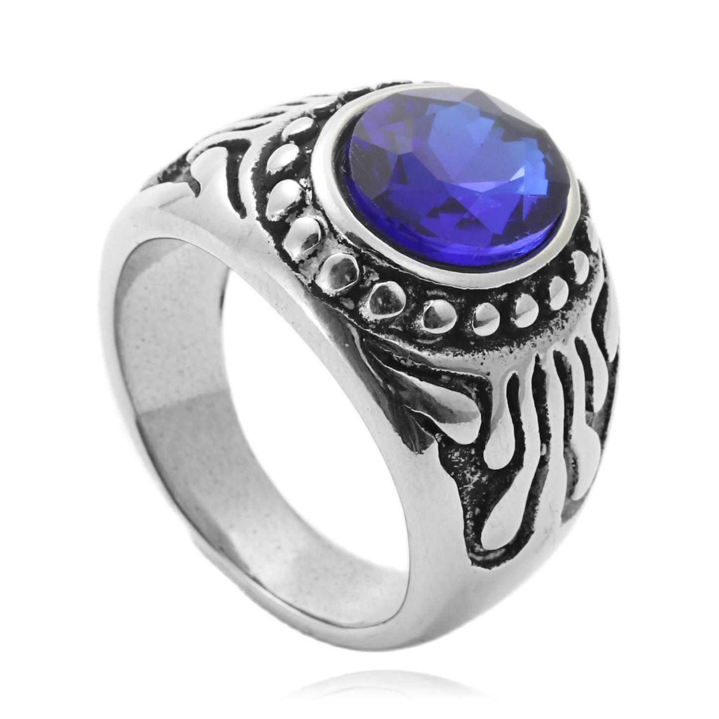 Titanium Steel Multi-Color Gemstone Eagle Ring for Men - Retro Punk Trendy Design