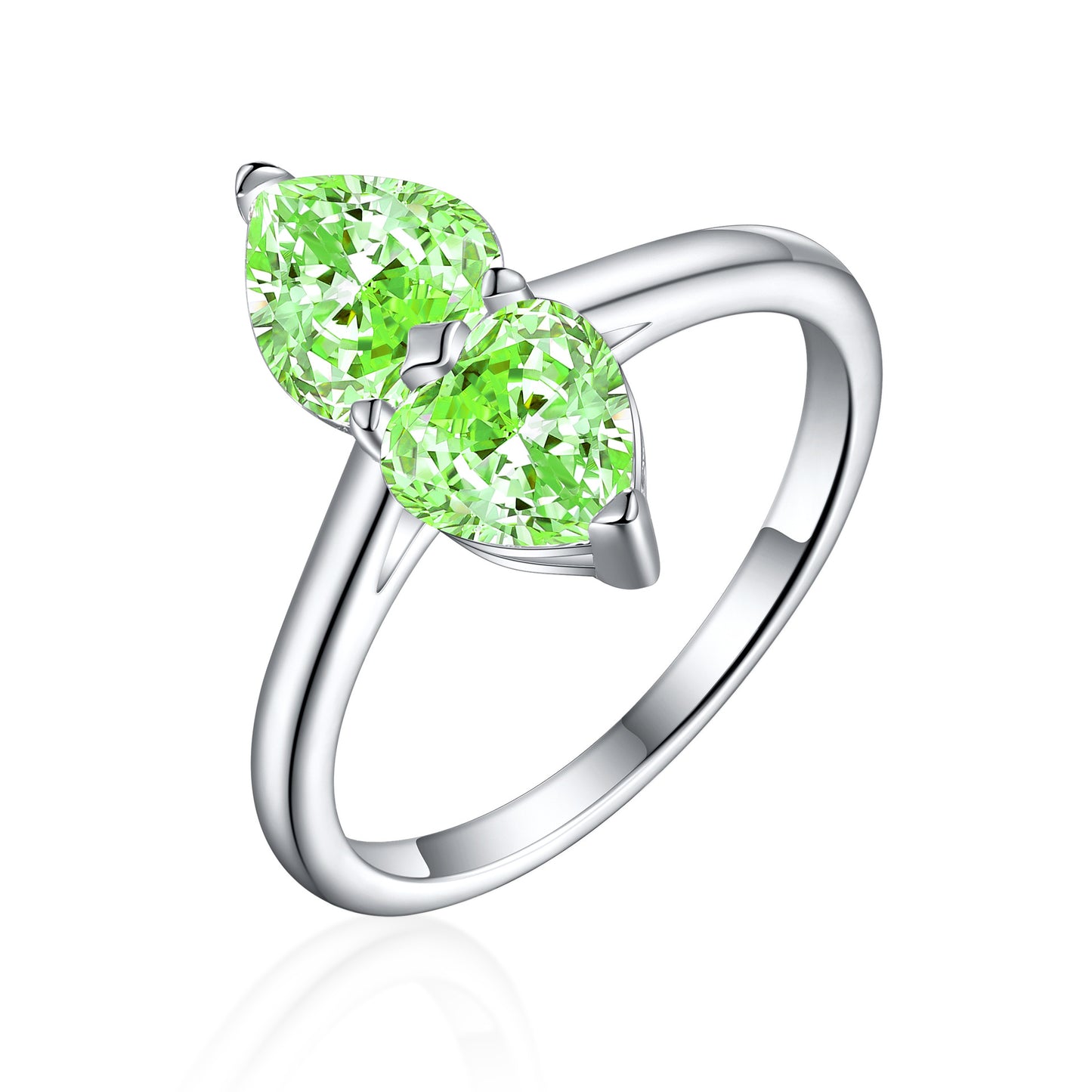 New S925 Sterling Silver Double Heart Love Ring with Zircon