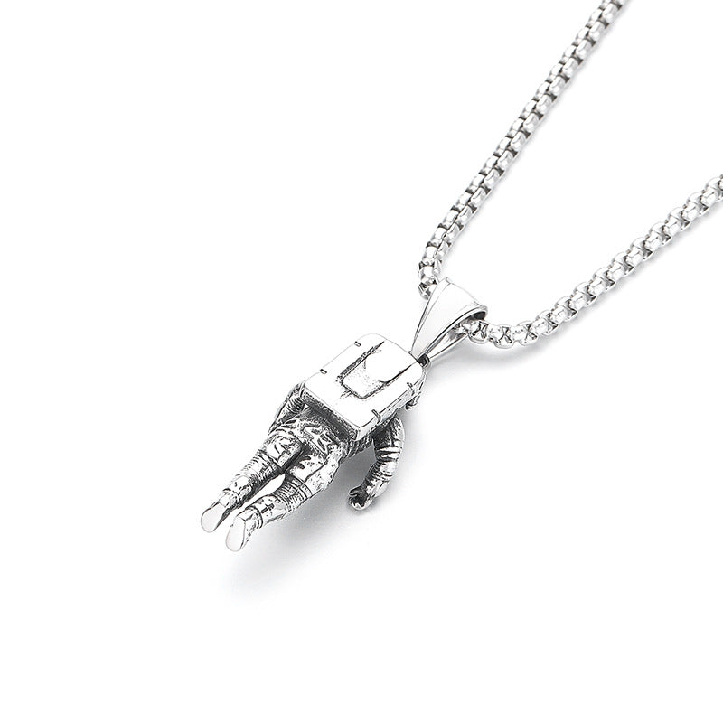 Steel Necklace - Statement Retro Astronaut Men's Titanium Steel Necklace For Urban Style