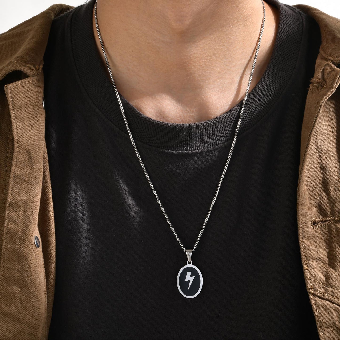 Titanium Steel Necklace Wholesale Stainless Steel Lightning Pendant