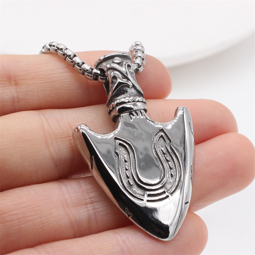 Planderful Norse Legacy – Unique Retro Horseshoe Viking Shield Pendant Necklace