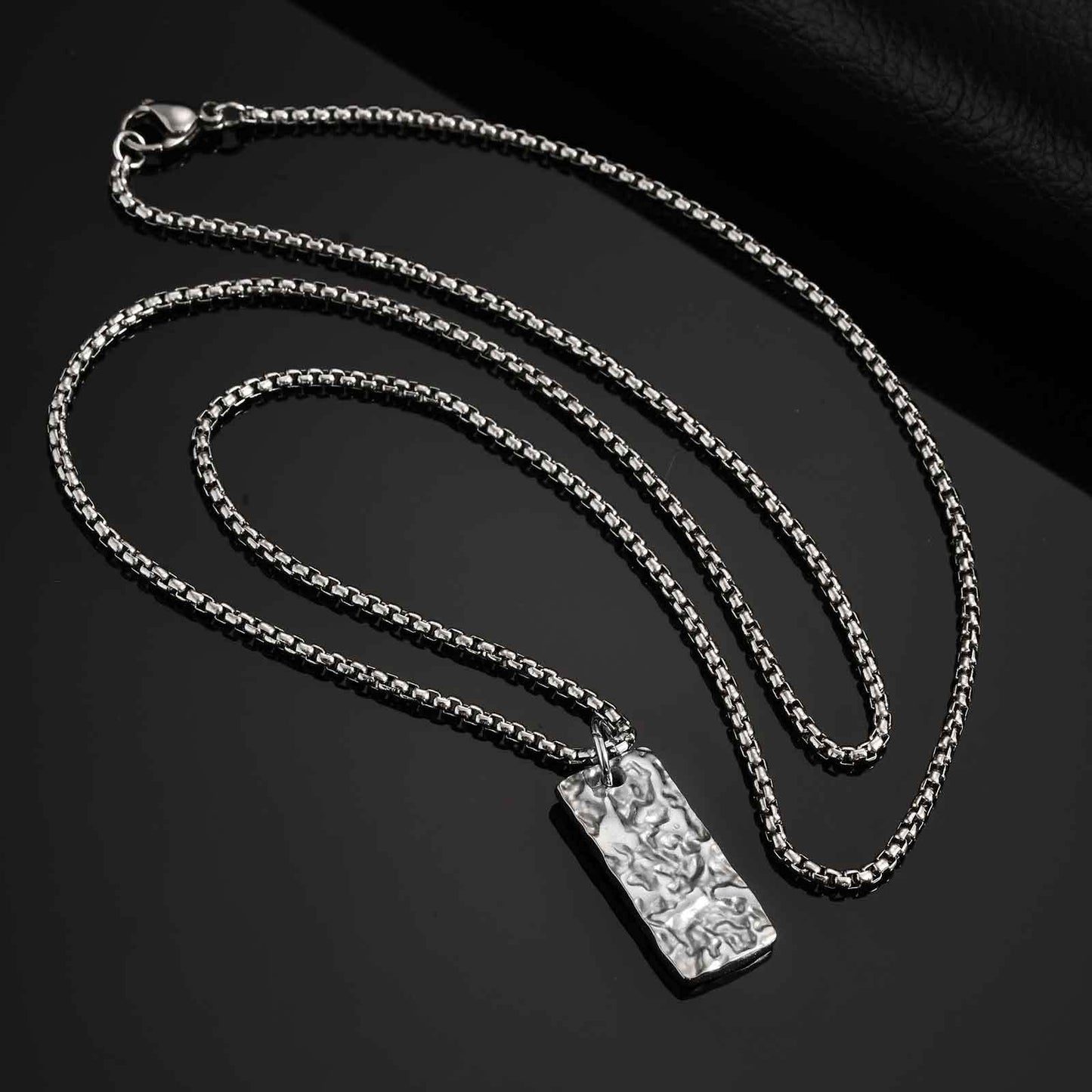 Planderful Black Stainless Steel Geometric Pendant For Men