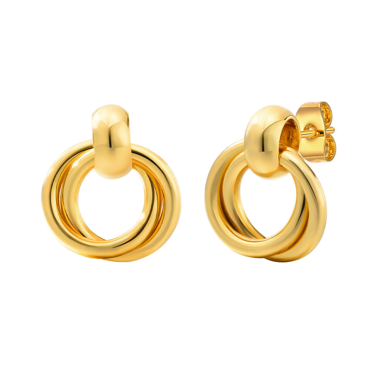 Copper Twist Double Ring Earrings Gold Ladies,