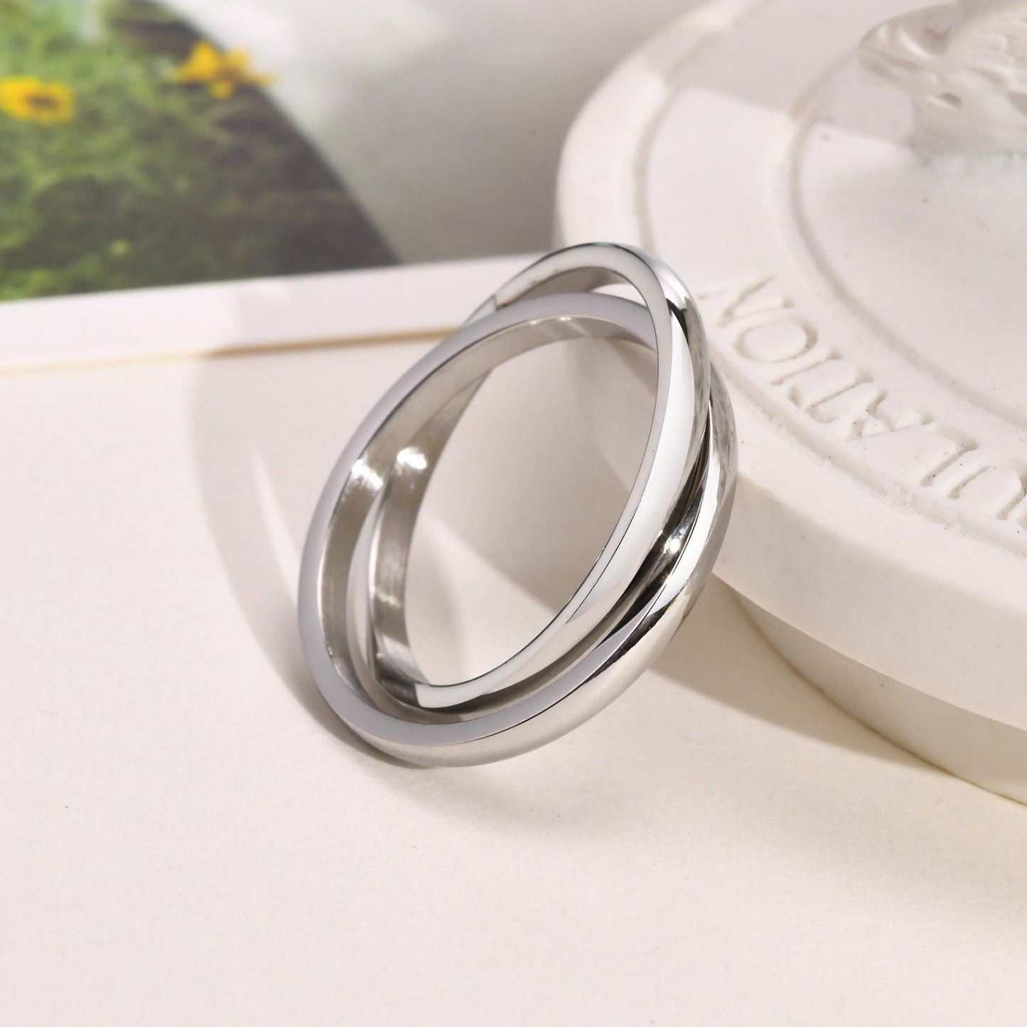 European And American Jewelry Three-In-One Plain Fashion Ring