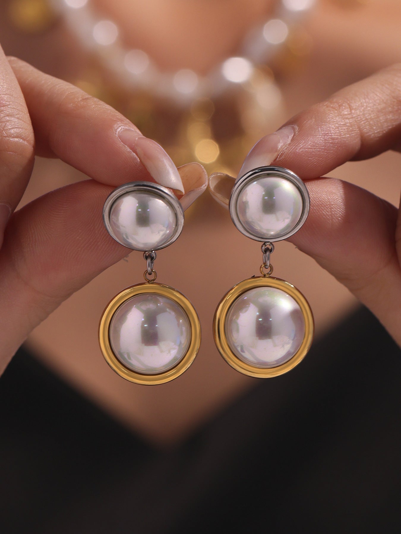 Planderful High Gloss Shell Bead Earrings For Women