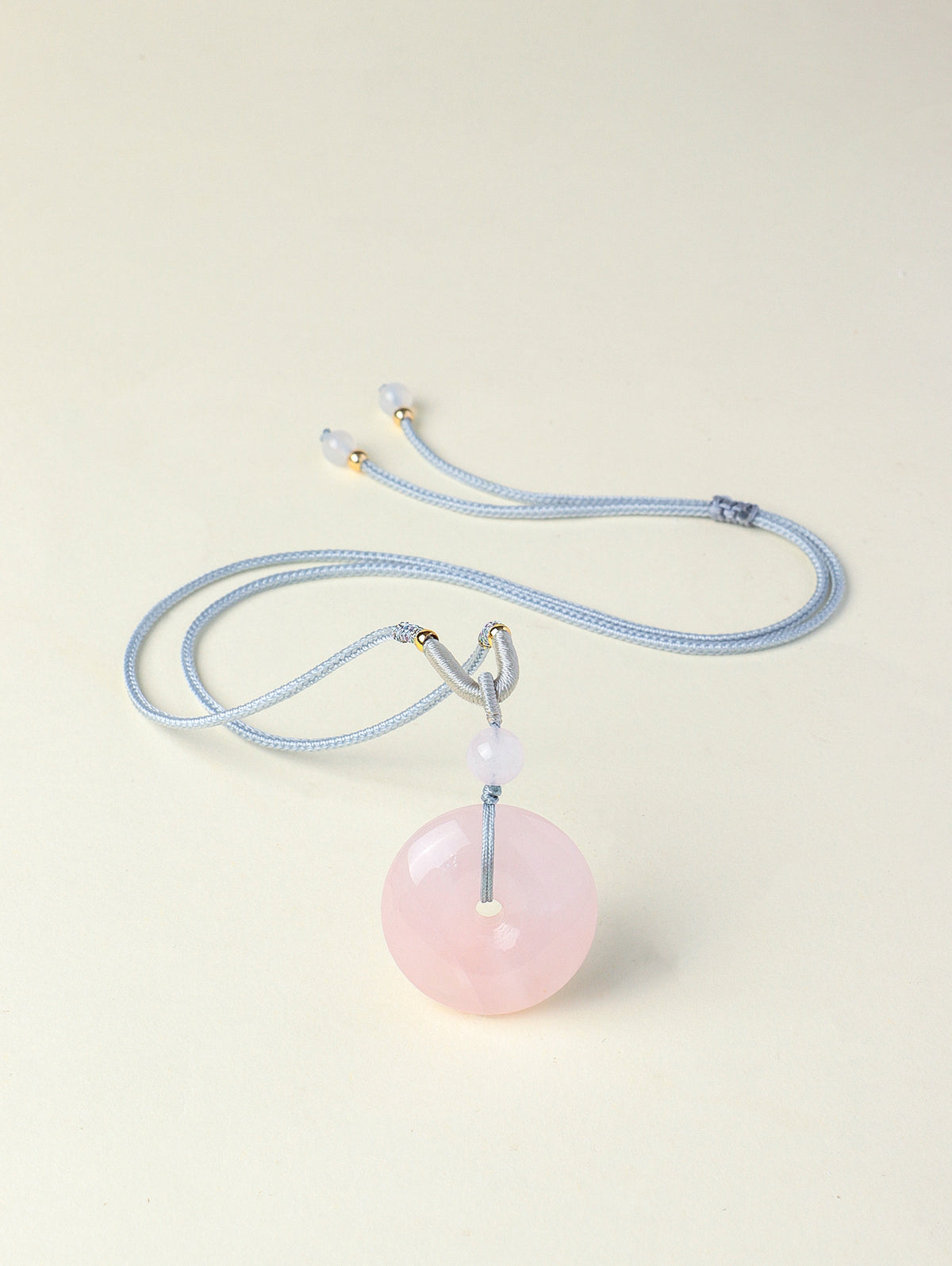 Rose Quartz Obsidian Crystal Peace Buckle Heart Pendant Necklace
