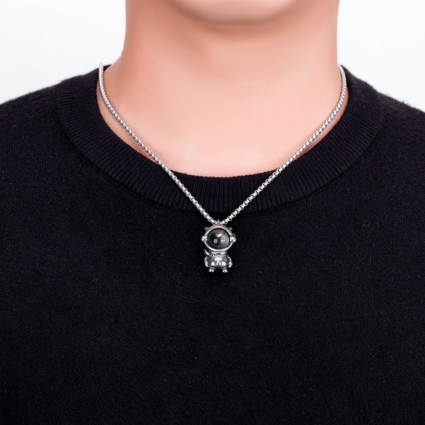 Steel Necklace - Elegant Space Astronaut Pendant