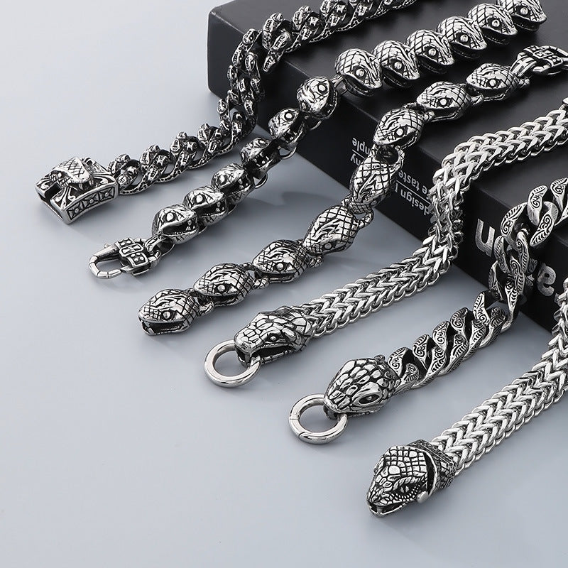 Rock Inlaid Zircon Snake Element Series – Snake Head Bracelet