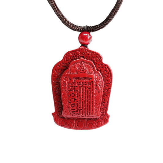Purple Gold Sand Pendant with Cinnabar Stone and Six Character Proverbs