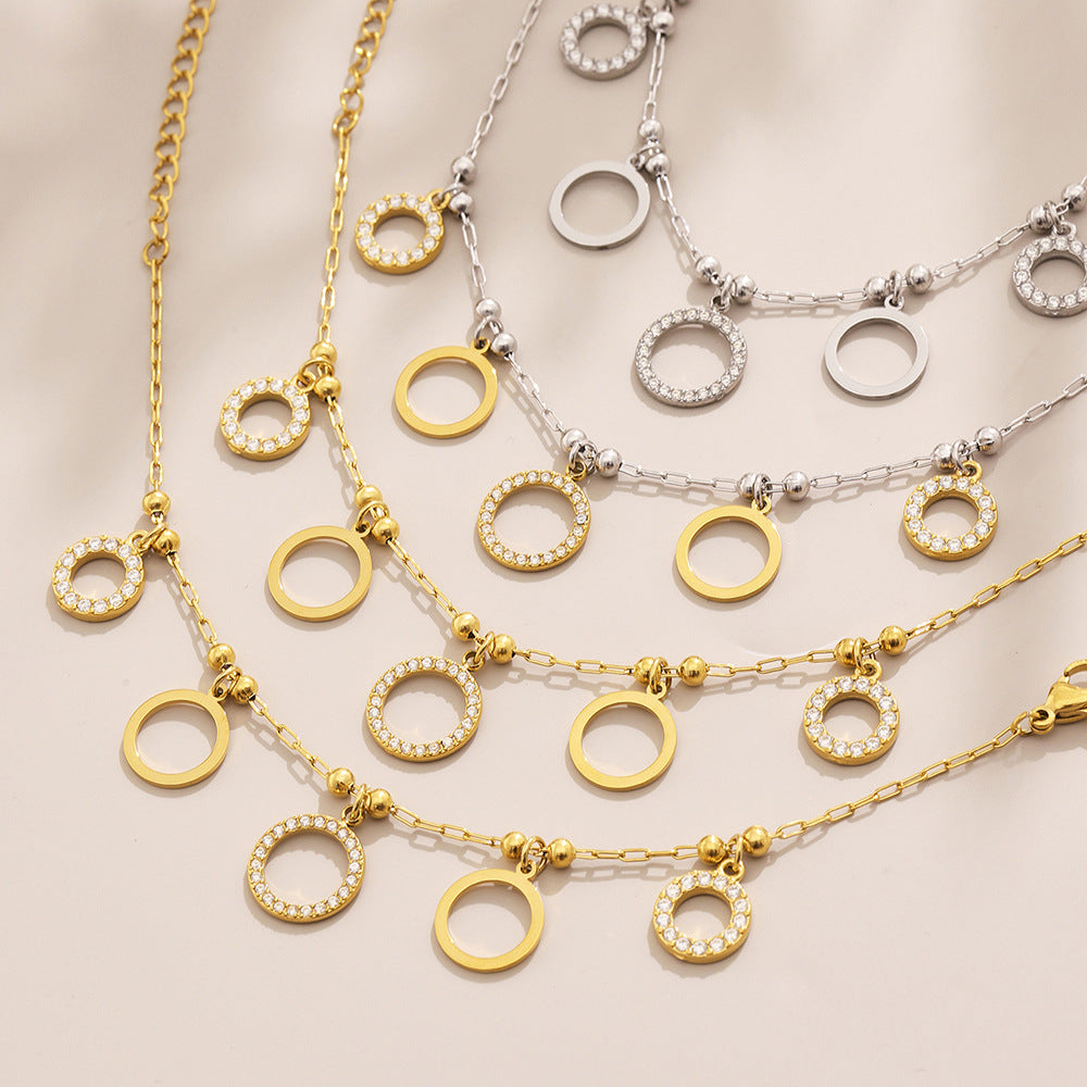 Planderful Zircon Circle Bracelet Women Stainless Steel