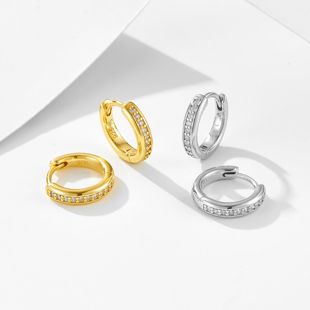 S925 Sterling Silver Classic Zircon Ear Buckle Earrings