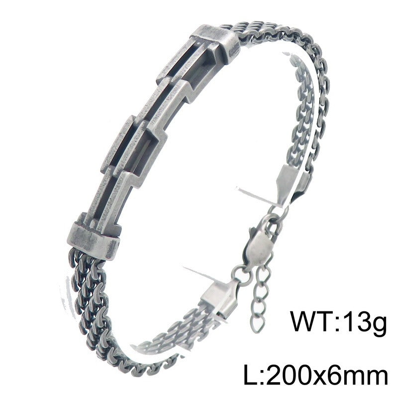 Double-Layer Geometric Ladder Layered Cuban Chain Bracelet Version Back Pattern With