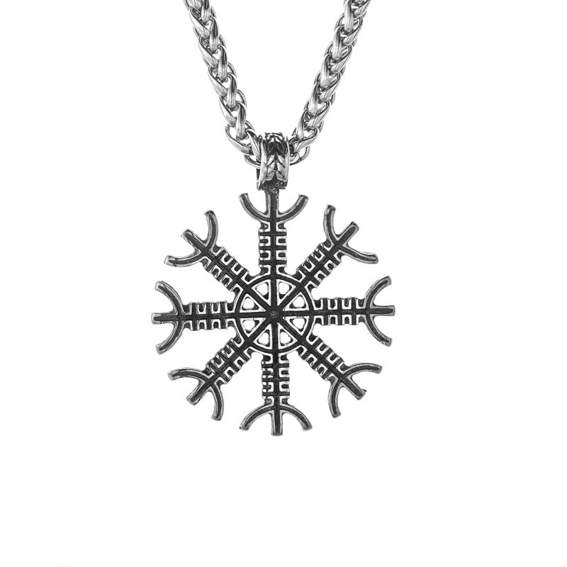 Planderful Everyday Genie Men Stainless Steel Snowflake Pendant Necklace Nordic Viking Style