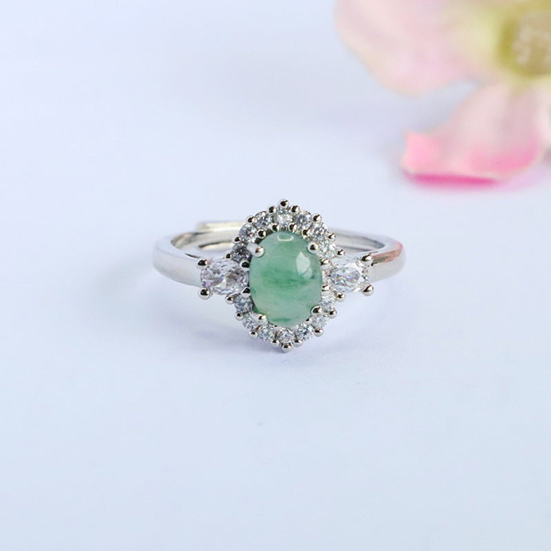 Blue Water Jadeite Double-Band Ring