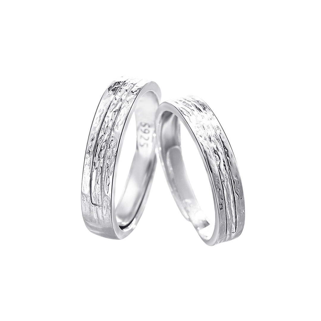 Planderful Sterling Silver S925 Couple Ring For Men And Women Adjustable Comfort Gift Idea
