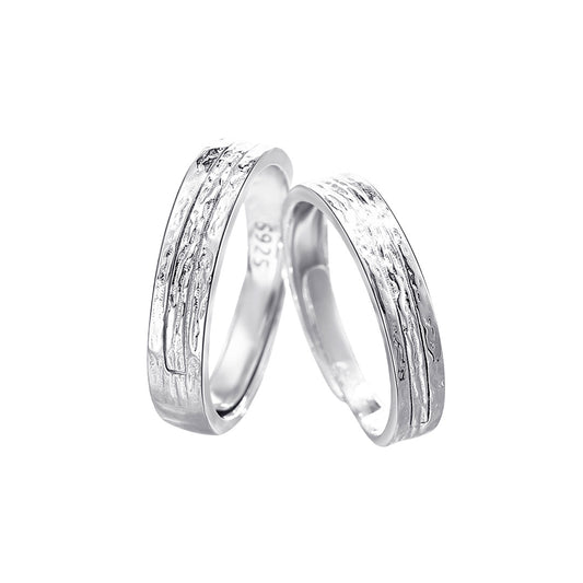Planderful Sterling Silver S925 Couple Ring For Men And Women Adjustable Comfort Gift Idea