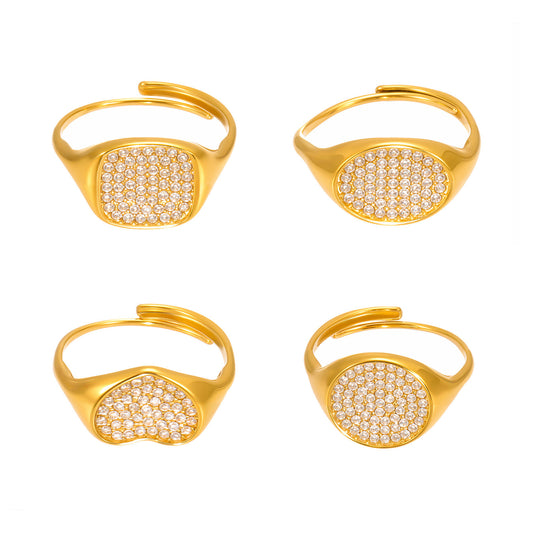 Planderful Zircon Love Ring Opening Design Titanium Fans