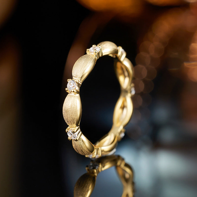 Planderful Zircon Ring For Women Sterling Silver Medieval Classic Brushed Finish Italian Craftsmanship Rice Shape