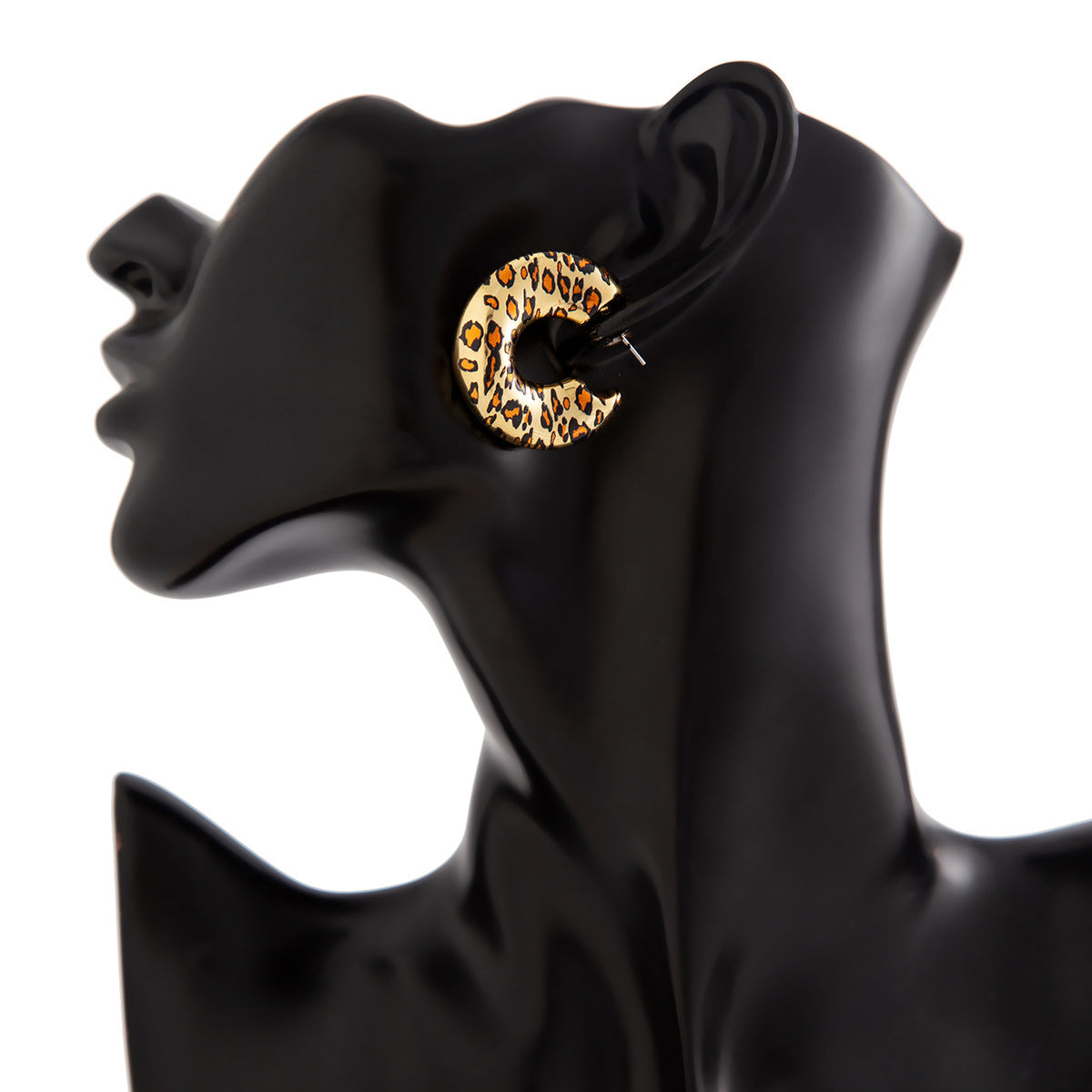Planderful Resin Geometric Earrings C Shaped With Leopard Print Water Drop For Women Bold Chic Statement
