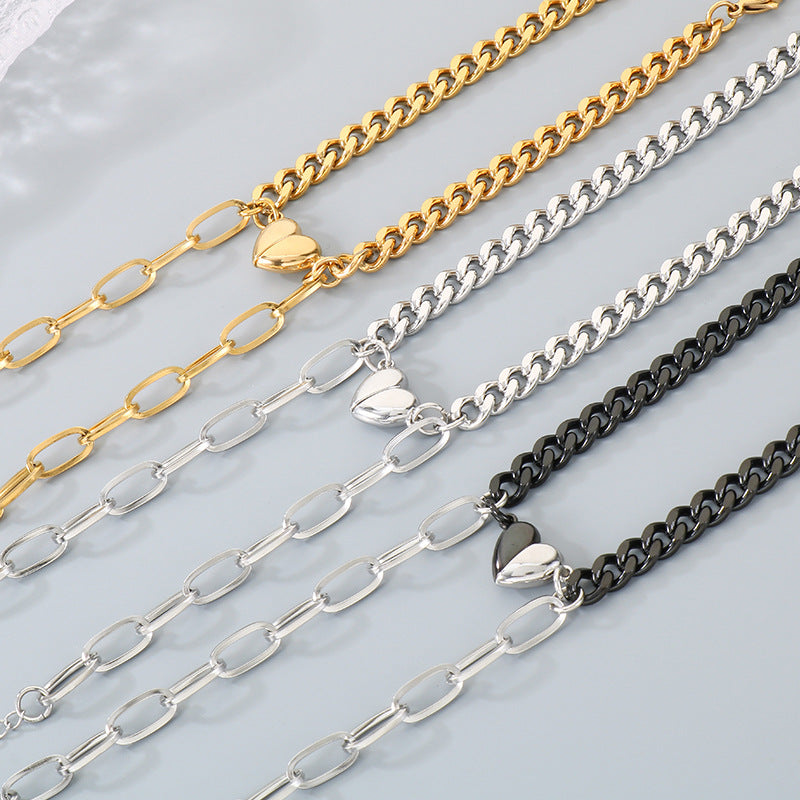Hip Hop Niche 3.8 Muse Festival Gift Gift – Magnetic Love Titanium Steel Cuban Chain Bracelet
