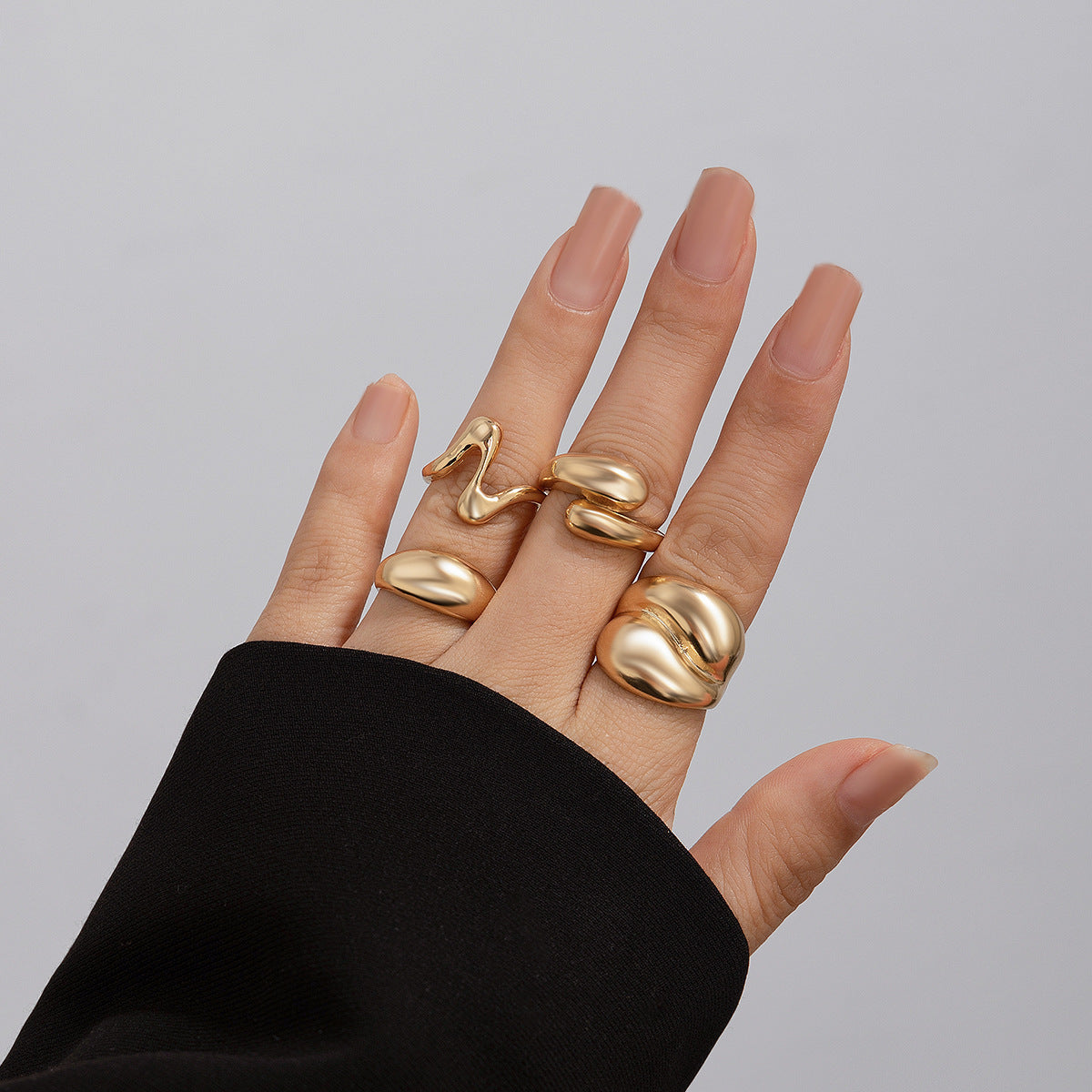 Planderful Vienna Verve Geometric Open Ring Lava Metal Texture For Modern Fashion Lovers