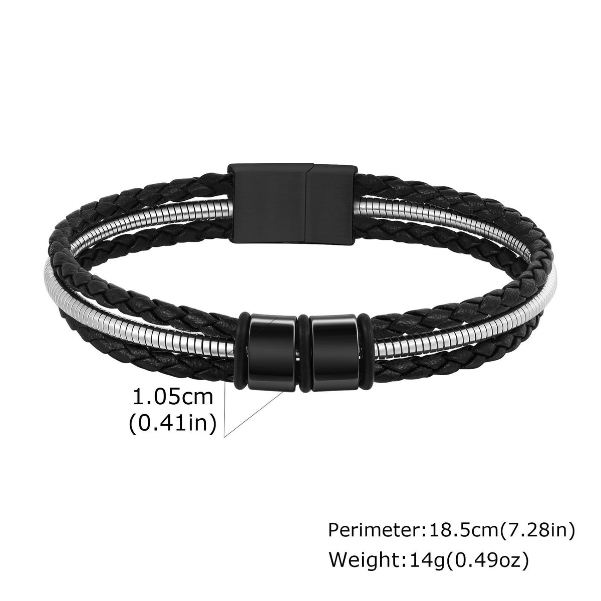 Vintage Black Stainless Steel Bracelet for Men