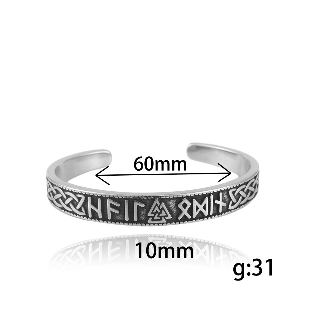 Men's Titanium Steel Woven Viking Triangle Bracelet - Trendy Open Design for Every Occasion