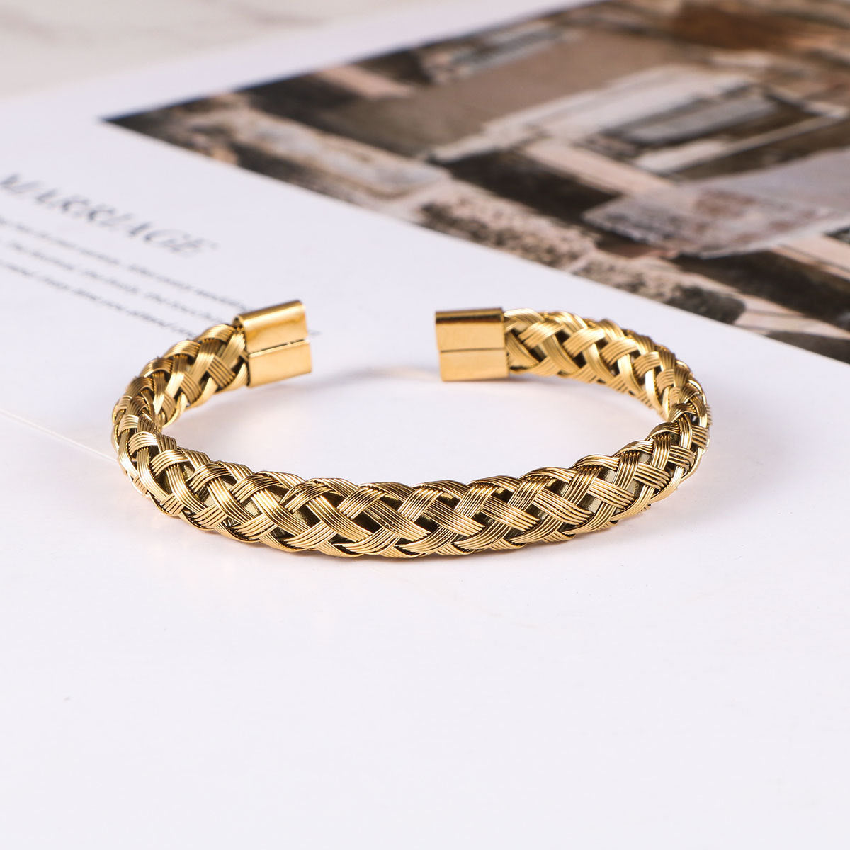 Stainless Steel Bracelet – Braided Steel Wire Open Bracelet – Unisex